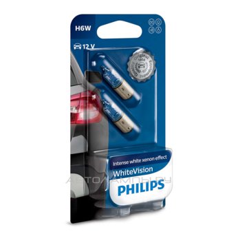 H6W 12V-6W (BAX9s) (абсолютно белый свет) White Vision блистер (2шт.) 12036WHVB2