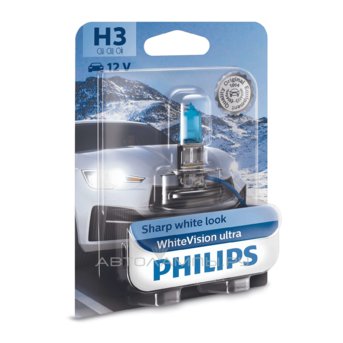 H3 12V- 55W (PK22s) (абсолютно белый свет+60% вид.) WhiteVision ultra блистер (1шт.) 12336WVUB1