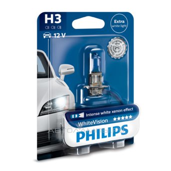 H3 12V- 55W (PK22s) (абсолютно белый свет) White Vision блистер (1шт.) 12336WHVB1